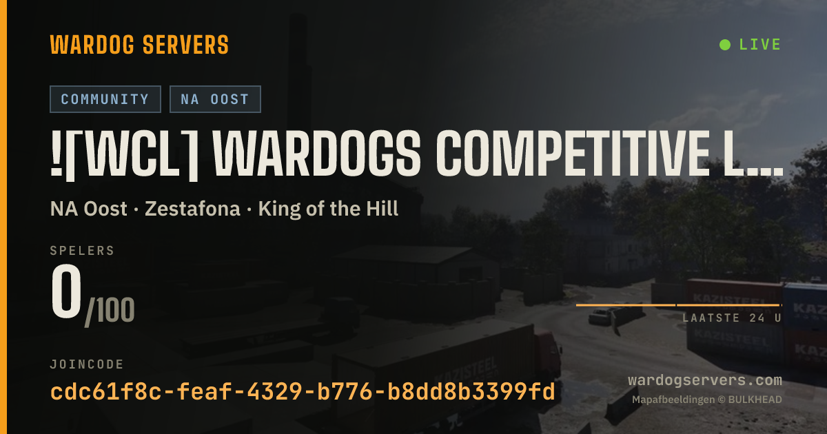 Live statusbanner voor ![WCL] WARDOGS Competitive League | DISCORD.GG/cjb9qgKPP6