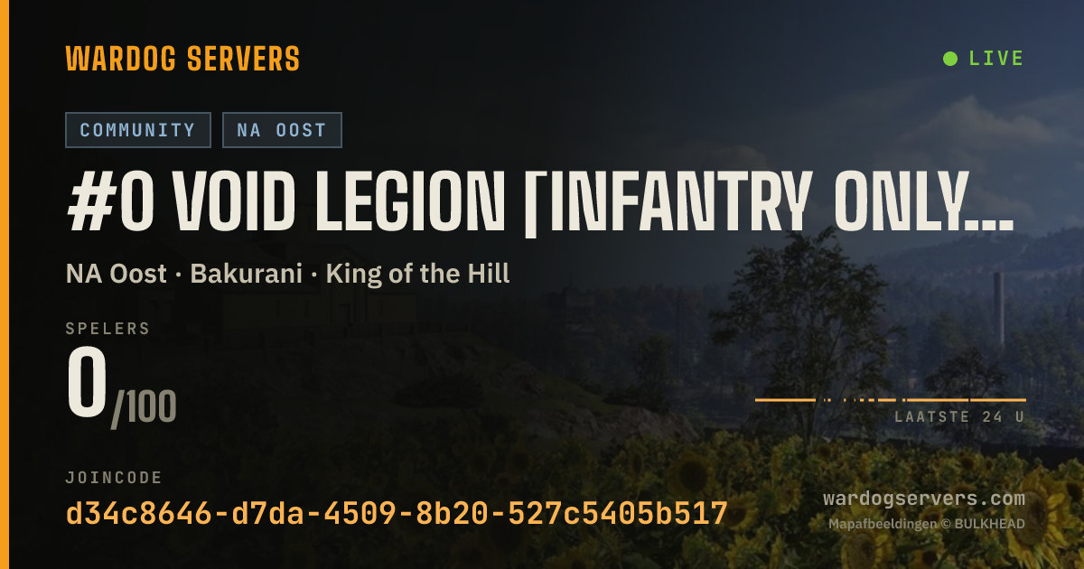 Live statusbanner voor #0 Void Legion [INFANTRY ONLY] [NOOB FRIENDLY] [ACTIVE ADMINS]