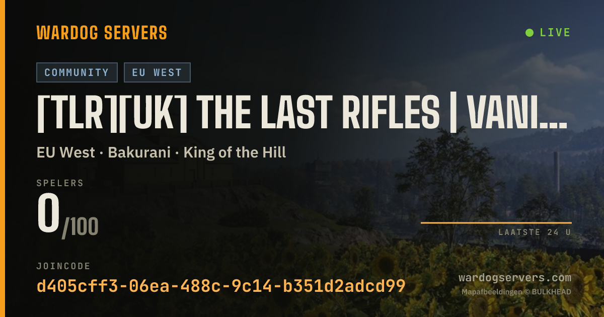Live statusbanner voor [TLR][UK] The Last Rifles | Vanilla | tlr.gg/discord #1