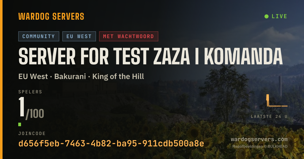 Live statusbanner voor SERVER FOR TEST ZAZA I KOMANDA