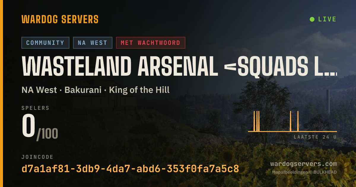 Live statusbanner voor WASTELAND ARSENAL <SQUADS LEADER > <Command-led-ops><Millitary>