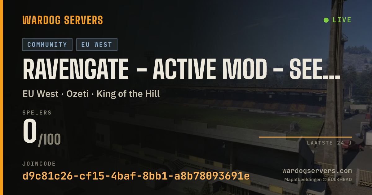 Live statusbanner voor RAVENGATE - active Mod - Seeding NOW - discord.gg/GZgnJKsD4n