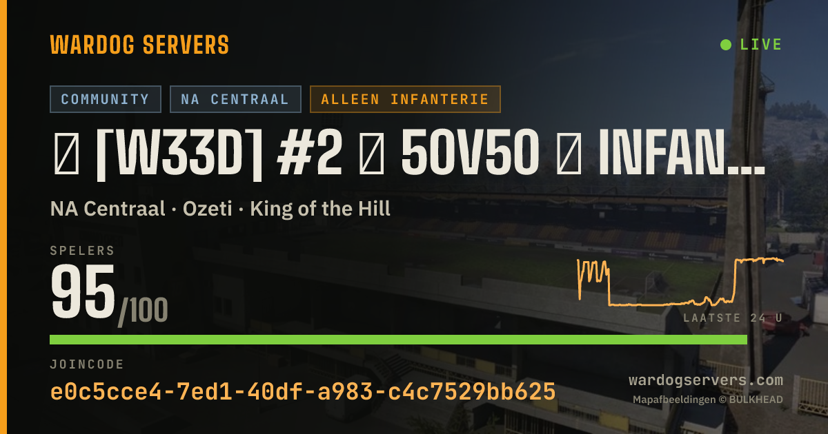 Live statusbanner voor ★ [W33D] #2 ★ 50v50 ★ INFANTRY ★ CUSTOM ★ Wardogs.host