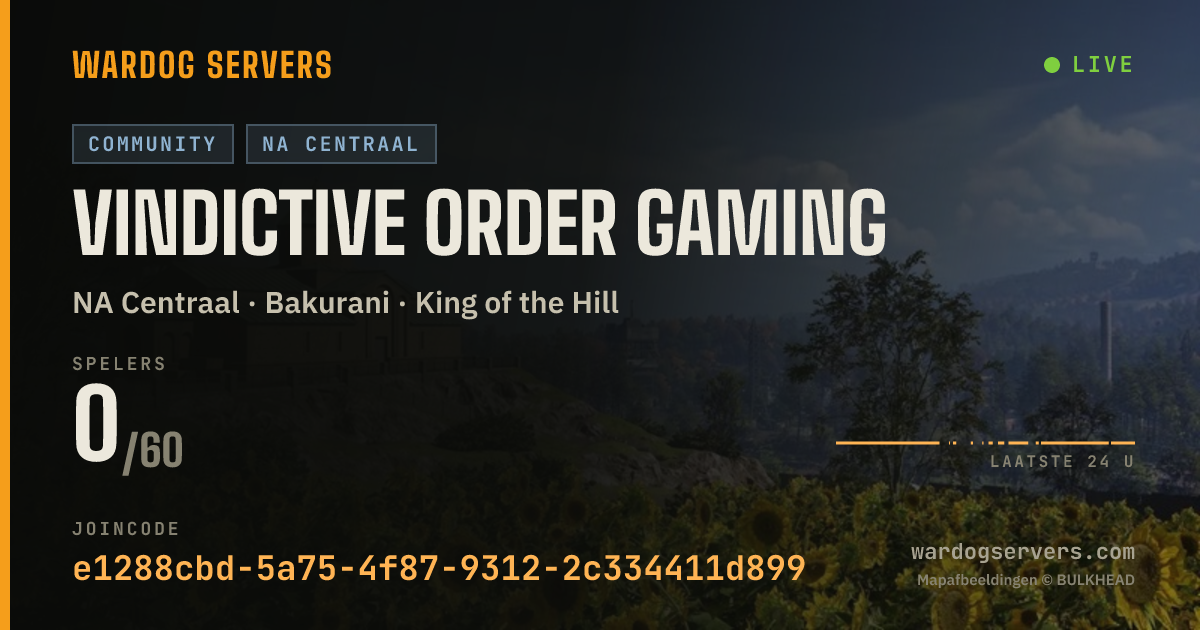 Live statusbanner voor Vindictive Order Gaming