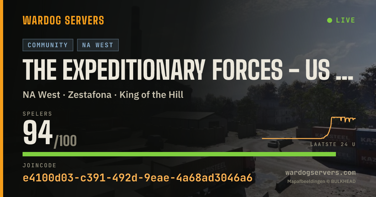 Live statusbanner voor The Expeditionary Forces - US West #1