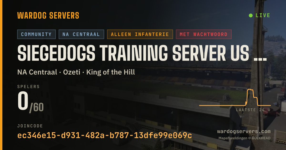 Live statusbanner voor SiegeDogs Training Server US Central