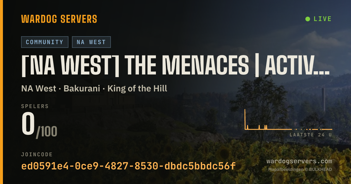 Live statusbanner voor [NA West] The Menaces | Active Admin | Infantry Rules