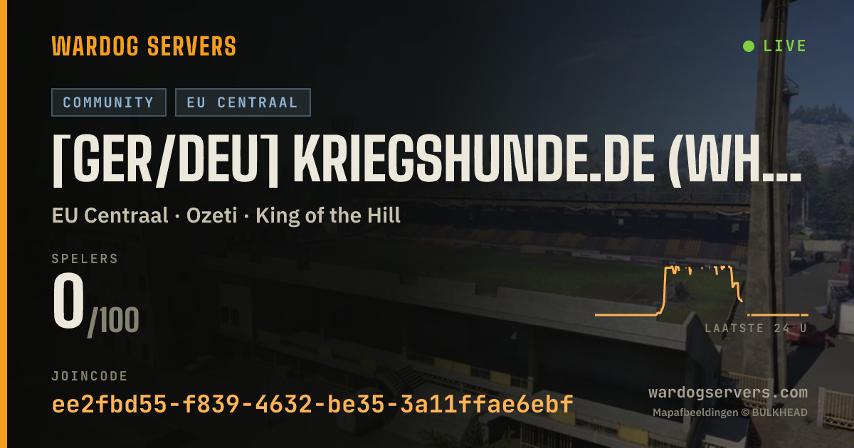 Live statusbanner voor [GER/DEU] Kriegshunde.de (Whitelist,Scores) | 0-0-0 (Ozeti)
