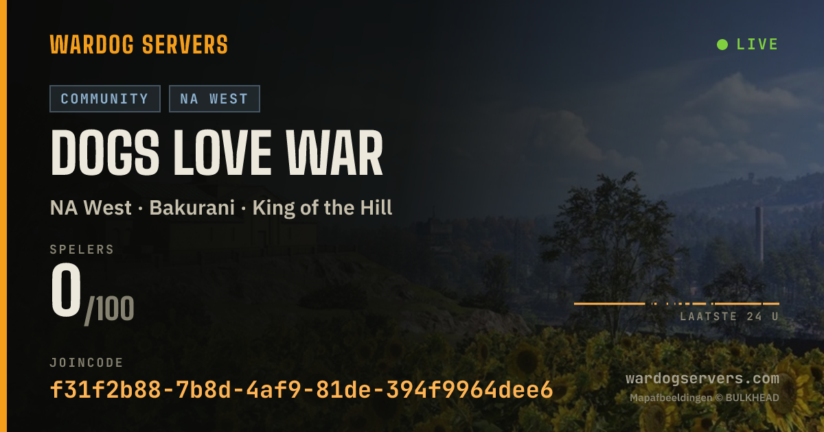Live statusbanner voor Dogs Love War