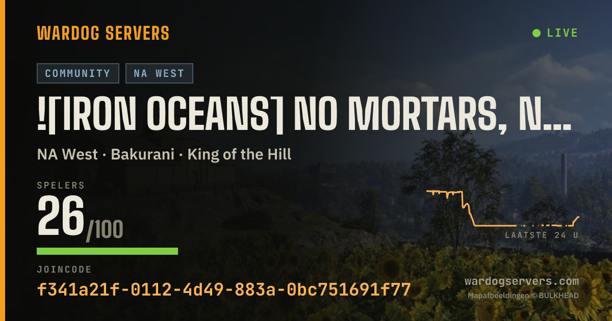 Live statusbanner voor ![Iron Oceans] No Mortars, no GL Heli | gg/ironoceans