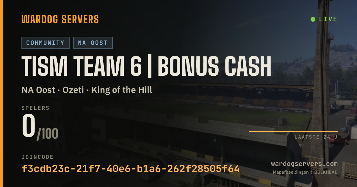 Live statusbanner voor Tism Team 6 | Bonus Cash