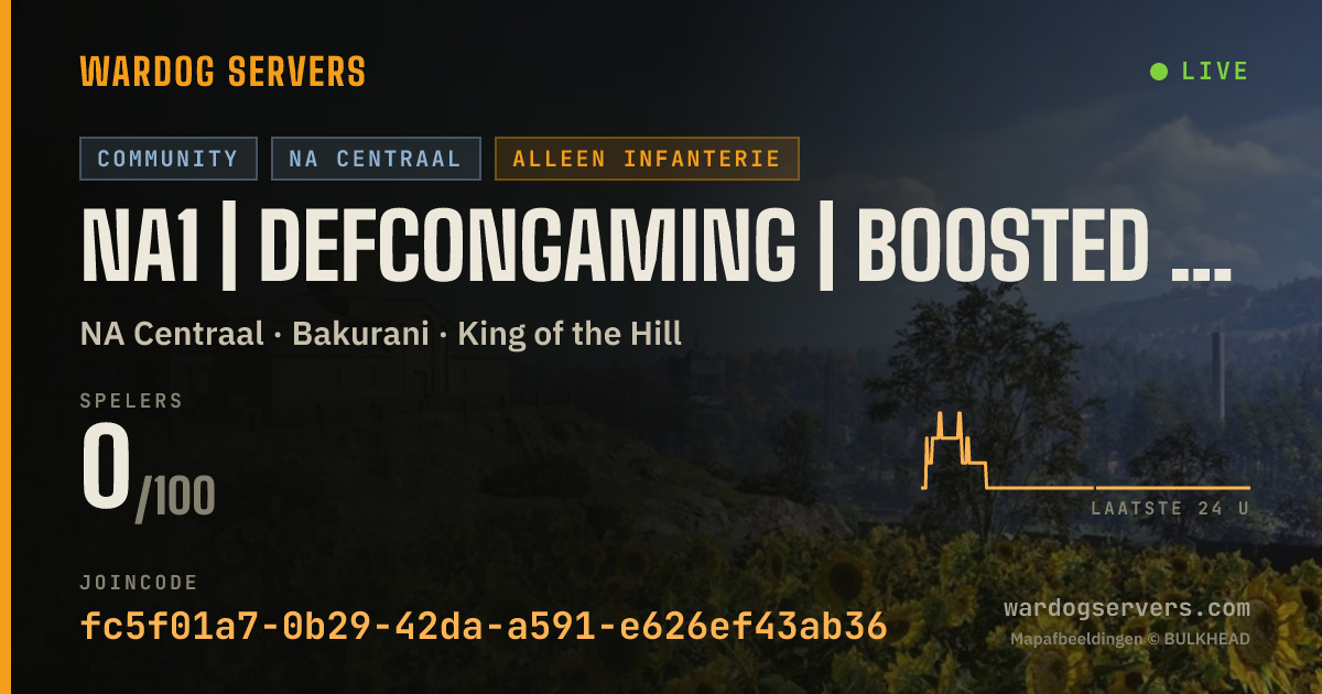 Live statusbanner voor NA1 | DEFCONGAMING | Boosted XP & Cash | No Grenade Launchers
