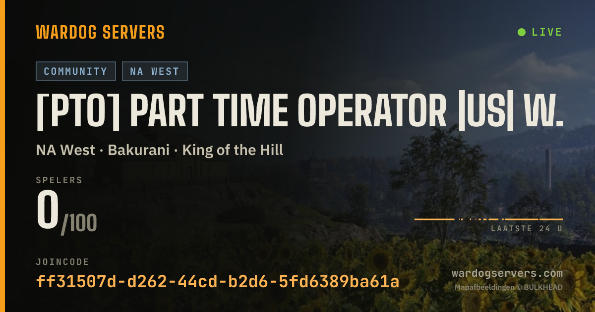 Live statusbanner voor [PTO] PART TIME OPERATOR |US| WEST 100 PLAYER
