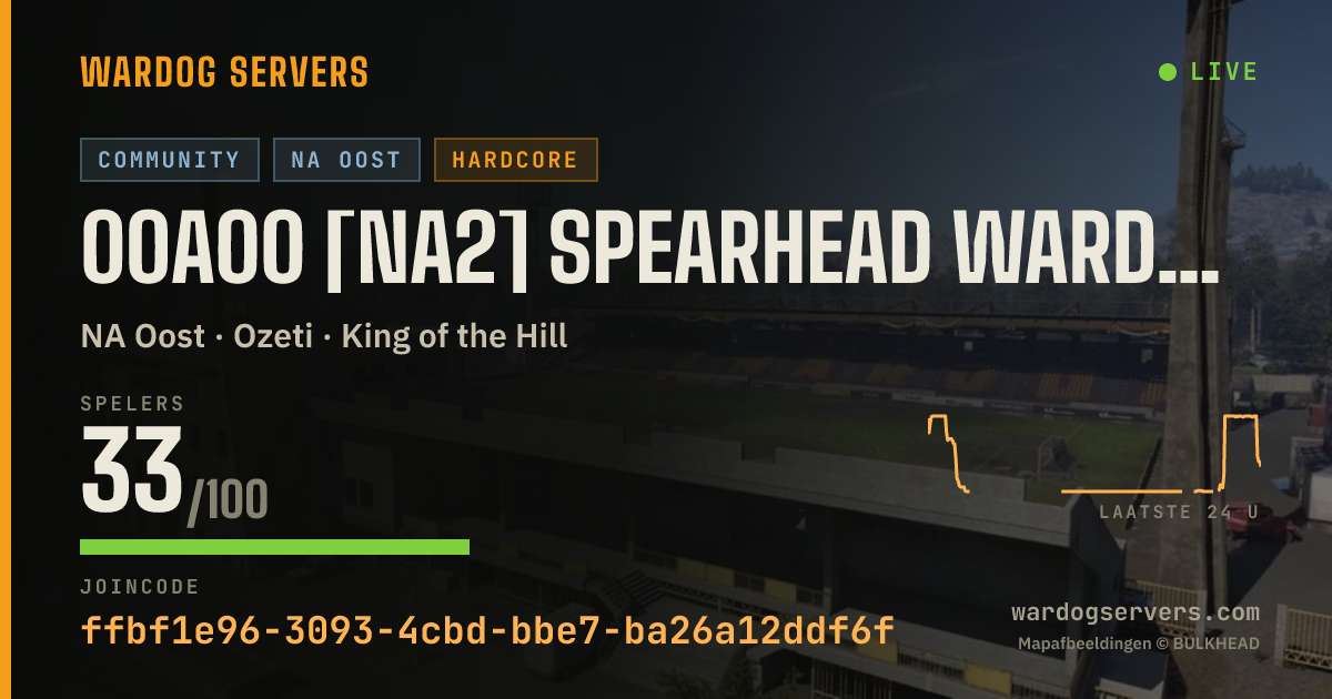 Live statusbanner voor 00A00 [NA2] SpearHead Wardogs UHC |Discord.gg/spear-head