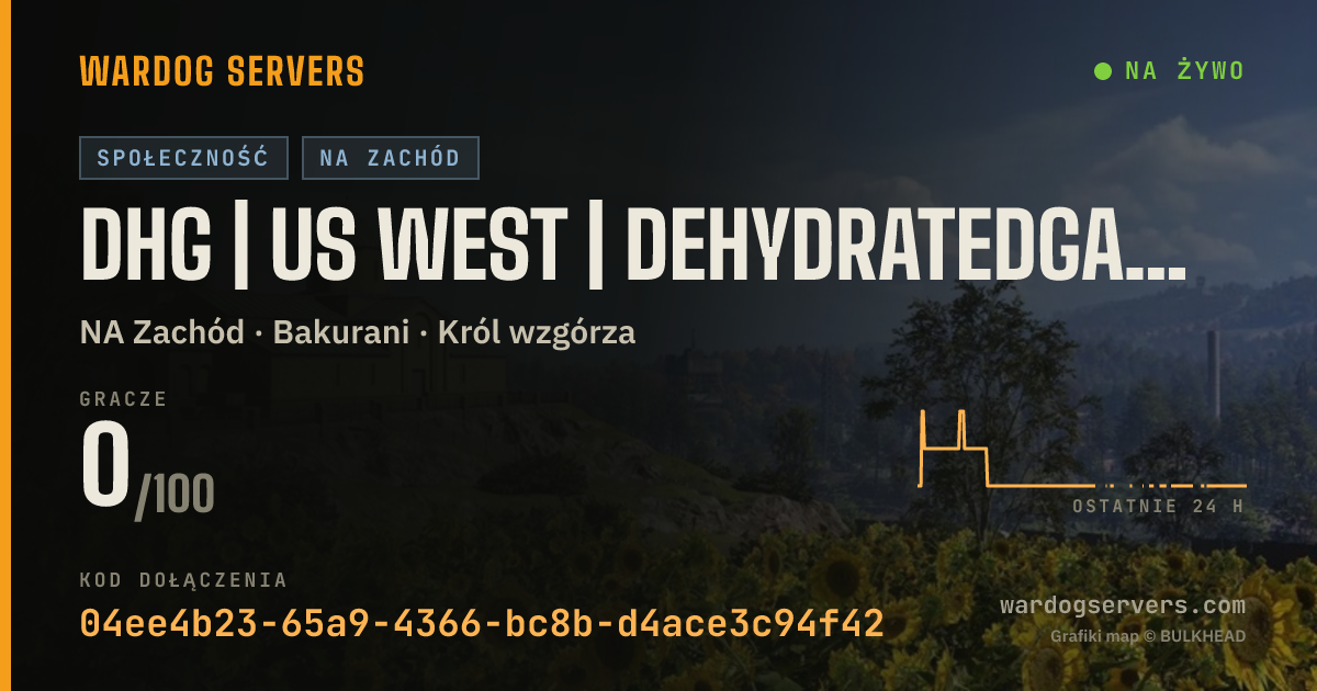Baner ze statusem na żywo: DHG | US WEST | DehydratedGamers.com | discord.gg/dhg