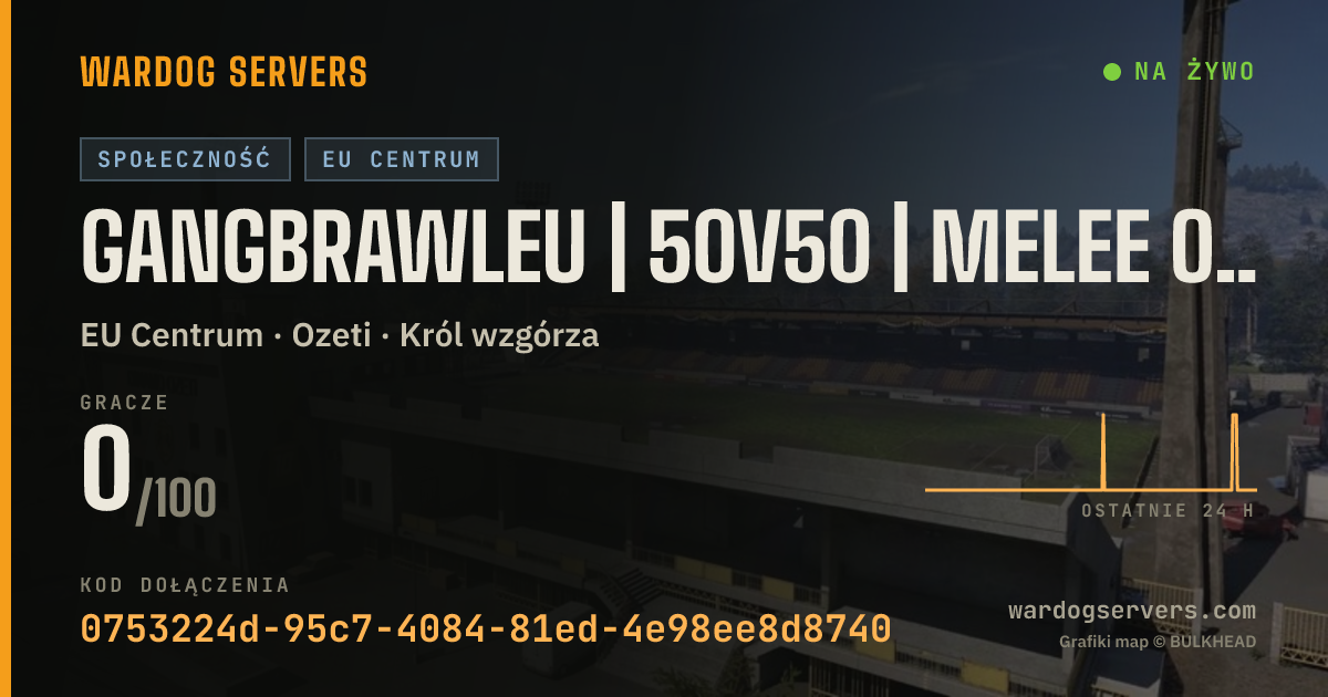 Baner ze statusem na żywo: GangBrawlEU | 50v50 | MELEE ONLY | discord.gg/GangBrawlEU | SABA