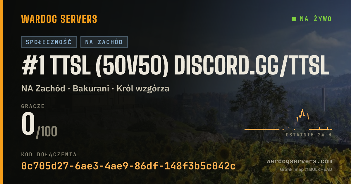 Baner ze statusem na żywo: #1 TTSL (50v50) discord.gg/ttsl