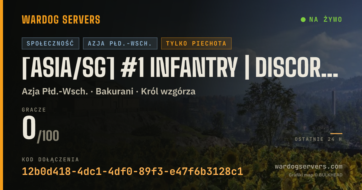 Baner ze statusem na żywo: [ASIA/SG] #1 INFANTRY | discord.gg/warhogy | ENGLISH ONLY