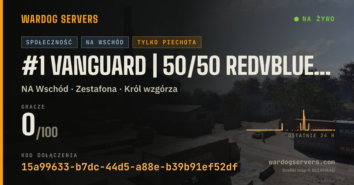 Baner ze statusem na żywo: #1 Vanguard | 50/50 RedvBlue | vng.one | SeedingRewards