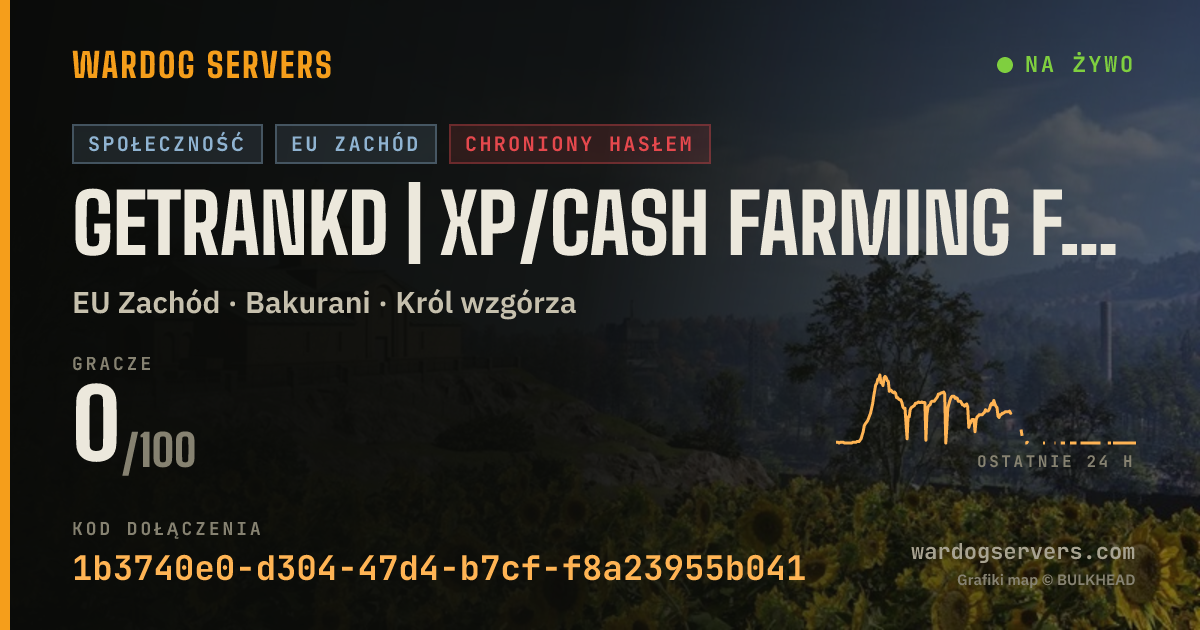Baner ze statusem na żywo: GETRANKD | XP/Cash Farming Factory | discord.gg/gXSNme5TRG