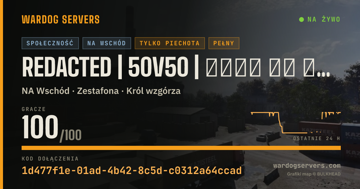 Baner ze statusem na żywo: REDACTED | 50v50 | 🅹🅾🅸🅽 🅾🆁 🆈🅾🆄'🆁🅴 🅶🅰🆈