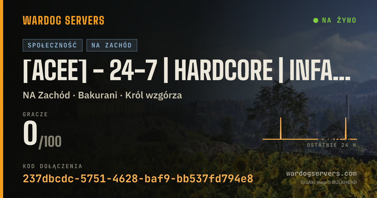 Baner ze statusem na żywo: [ACEE] - 24-7 | Hardcore | Infantry | 2x Cash Tick | US West