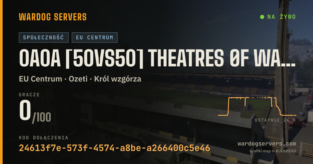 Baner ze statusem na żywo: 0A0A [50vs50] THEATRES ØF WAR | BLUE vs RED | EU • GER/ENG