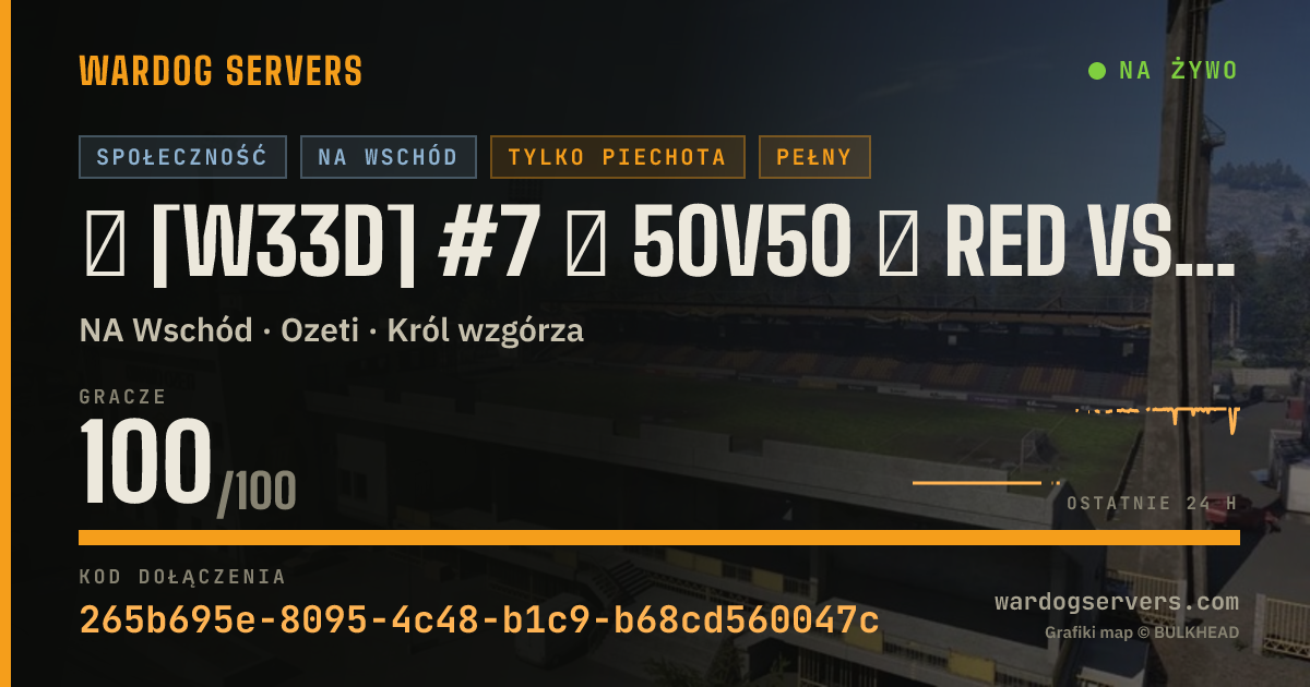 Baner ze statusem na żywo: ★ [W33D] #7 ★ 50v50 ★ RED vs GREEN ★ Wardogs.host
