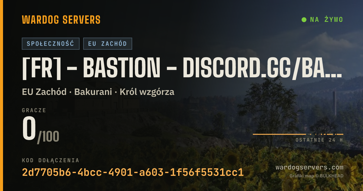 Baner ze statusem na żywo: [FR] - BASTION - discord.gg/bastionwardogs