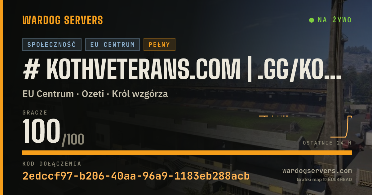 Baner ze statusem na żywo: # KOTHVeterans.com | .gg/kothveterans | EU4 | MAX LVL 30