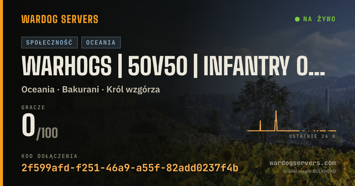 Baner ze statusem na żywo: WarHogs | 50v50 | INFANTRY ONLY [AU/NZ]