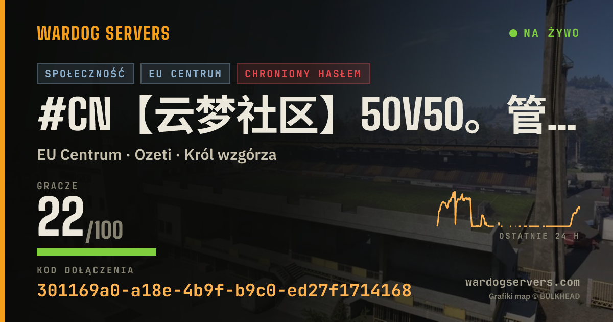 Baner ze statusem na żywo: #CN【云梦社区】50V50。管理在线，密码加群获取，QQ：1108690205