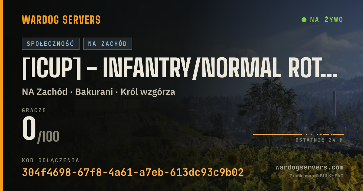 Baner ze statusem na żywo: [ICUP] - Infantry/Normal Rotation - https://discord.gg/icup