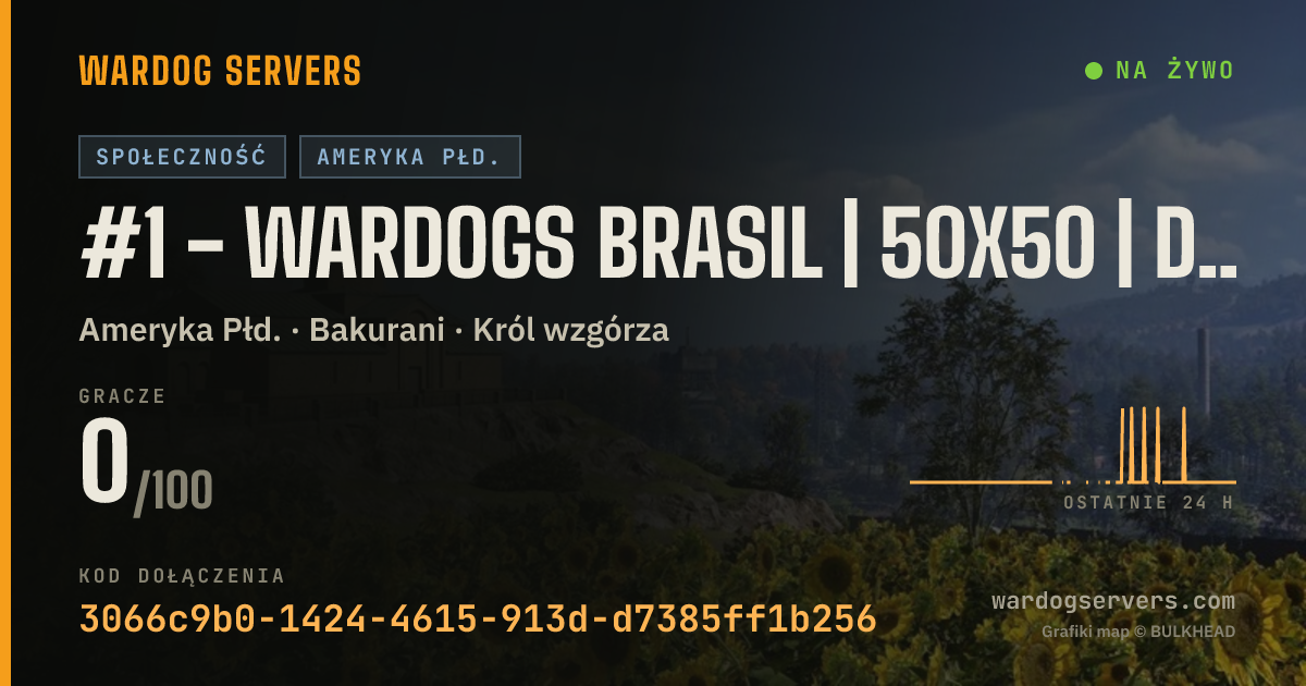 Baner ze statusem na żywo: #1 - WARDOGS BRASIL | 50x50 | discord.gg/wardogsbrasil