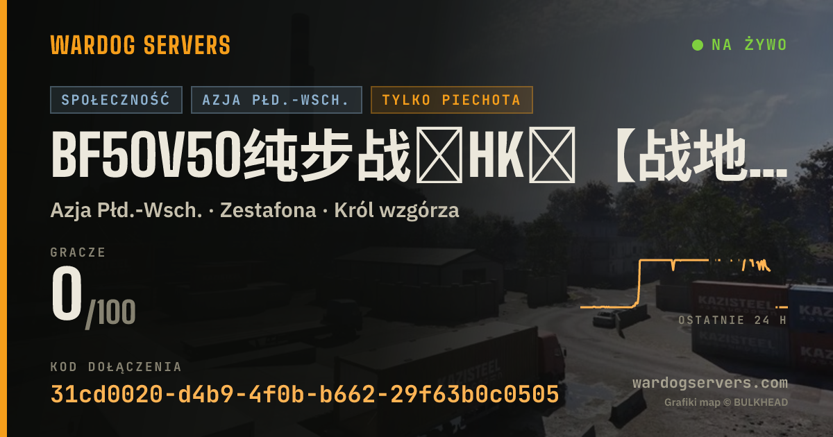 Baner ze statusem na żywo: BF50V50纯步战★HK★【战地窝】 ★Ai24H反作弊 ★赚钱禁狙FOB圈外侦察群197018603