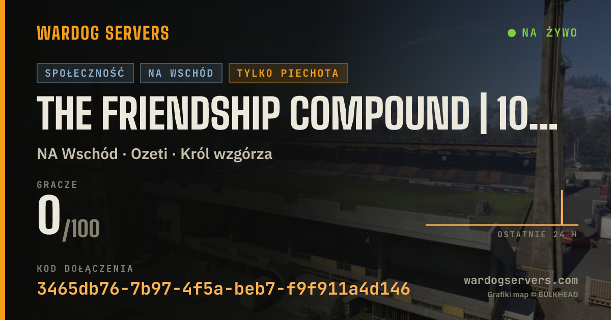 Baner ze statusem na żywo: The Friendship Compound | 100 Ping Max | Infantry Only