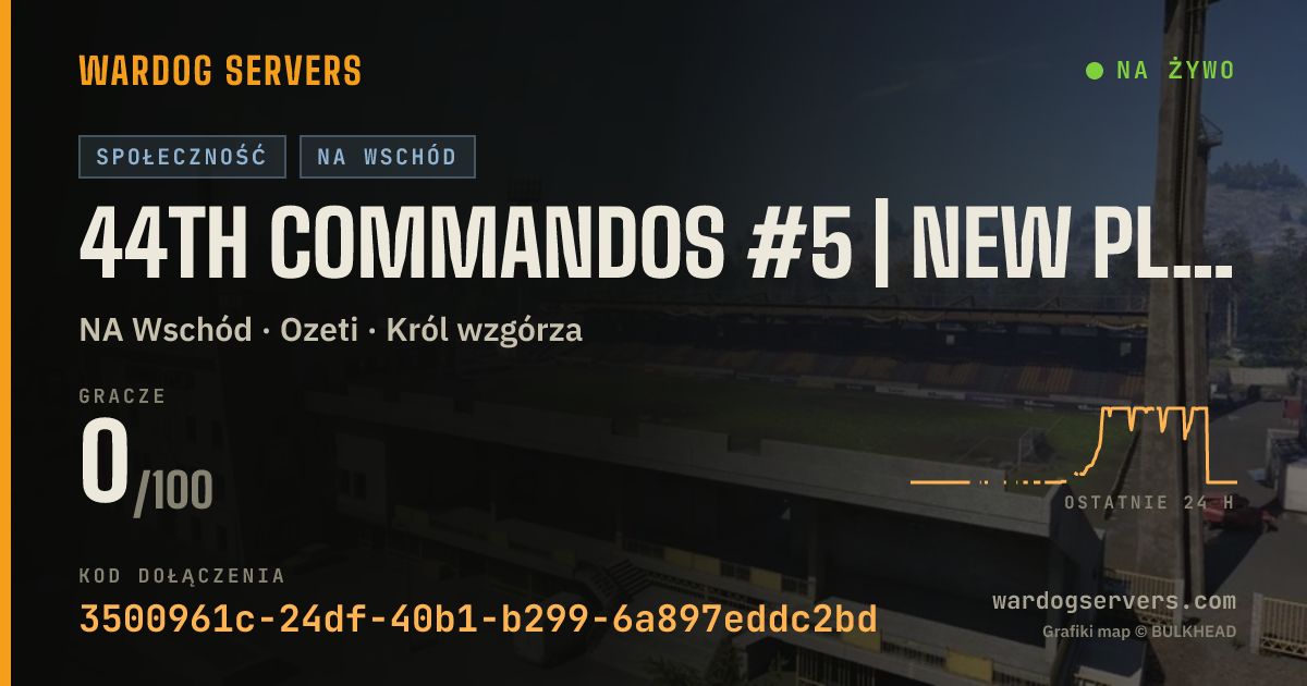 Baner ze statusem na żywo: 44th Commandos #5 | New Player Friendly | US East | discord.gg/4