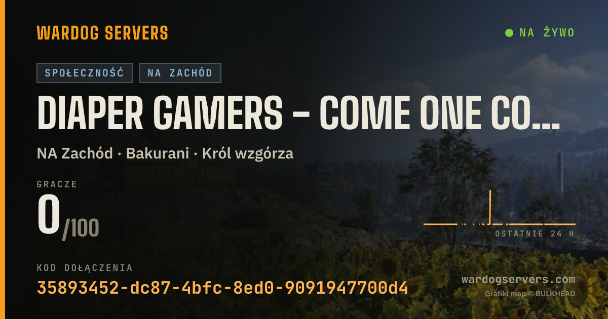 Baner ze statusem na żywo: DIAPER GAMERS - COME ONE COME ALL - NA WEST