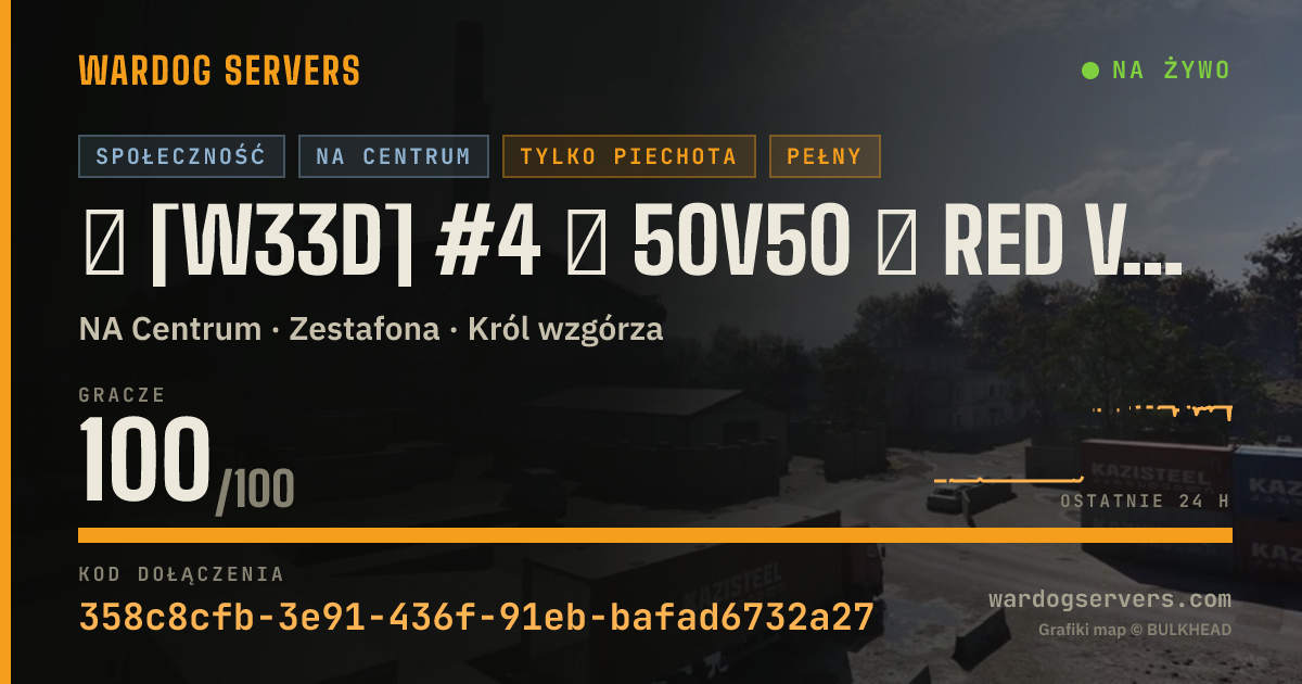 Baner ze statusem na żywo: ★ [W33D] #4 ★ 50v50 ★ RED vs GREEN ★ Wardogs.host