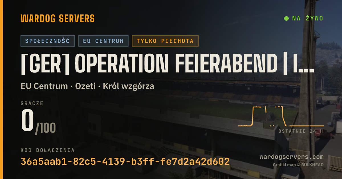Baner ze statusem na żywo: [GER] Operation Feierabend | Infantry Only | DISCORD.GG/DLQ