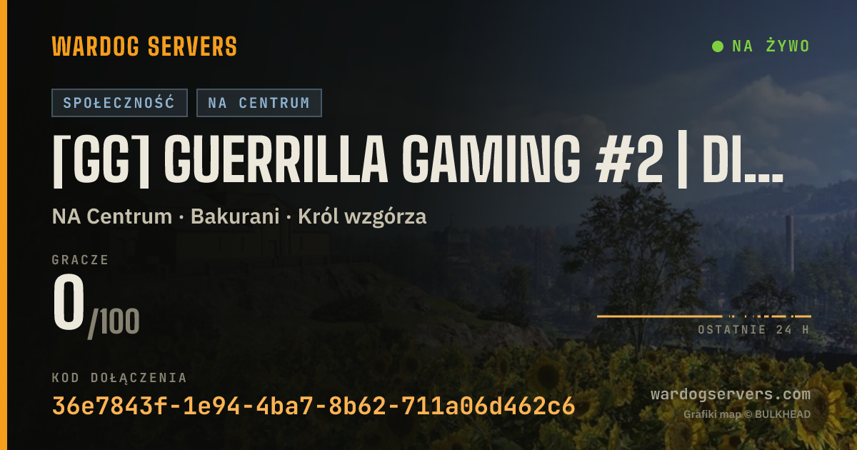 Baner ze statusem na żywo: [GG] Guerrilla Gaming #2 | discord.gg/guerrilla-gaming