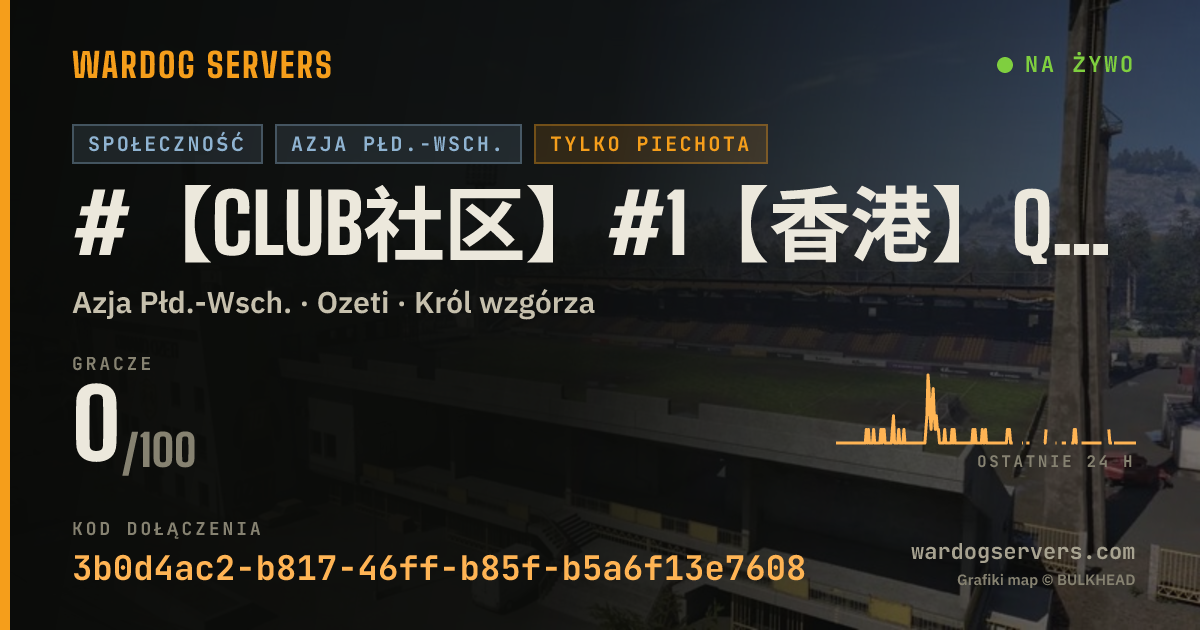 Baner ze statusem na żywo: #【Club社区】#1【香港】QQ群1102650986|轻步战土木（允许免费武器及C4）·禁止武装载具|Oopz:008116