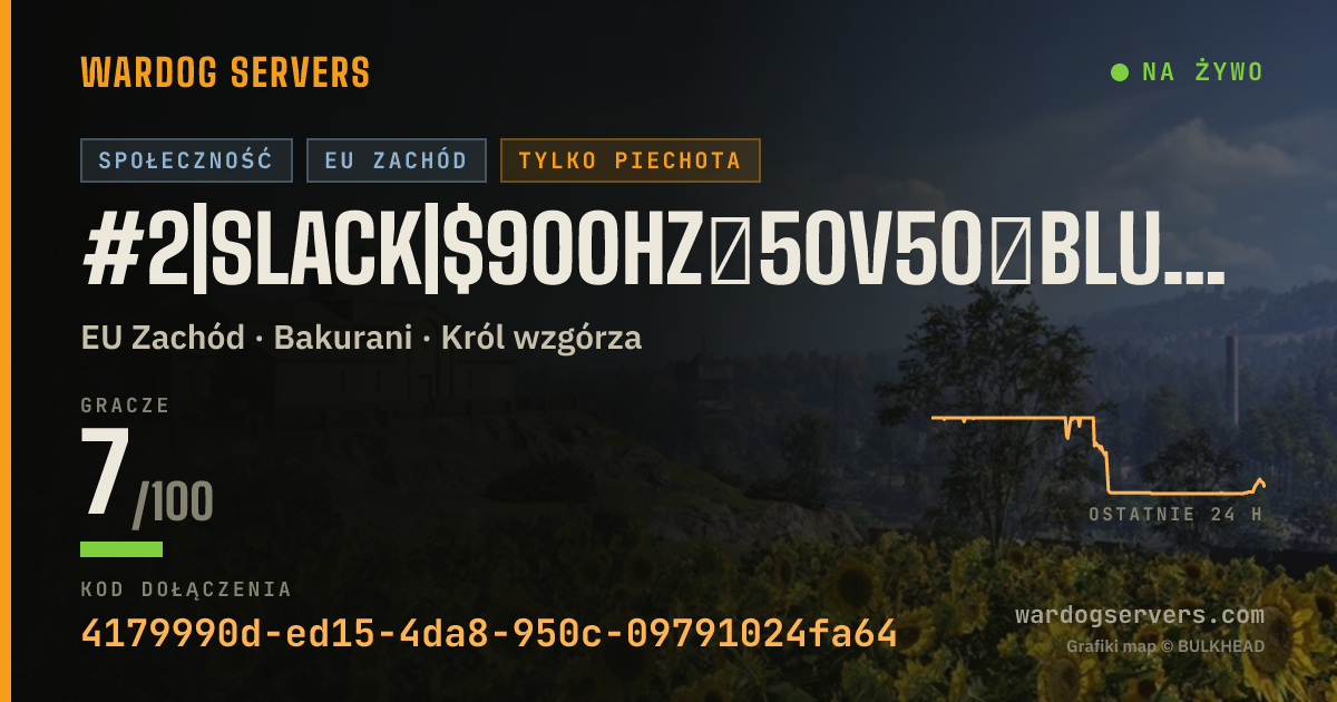 Baner ze statusem na żywo: #2|SLACK|$900HZ★50v50★BLUE🆅GREEN★NO SNIPERS/DMRs