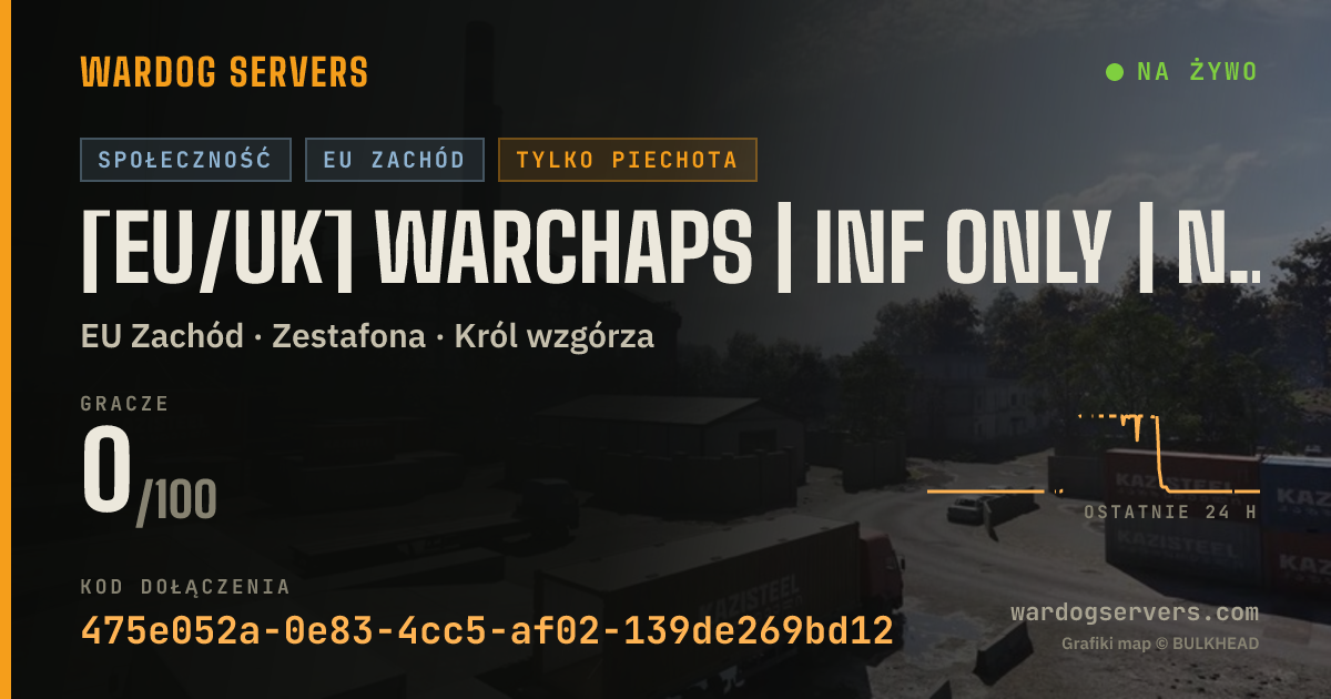 Baner ze statusem na żywo: [EU/UK] WARCHAPS | Inf Only | No GL Heli | Active Admins