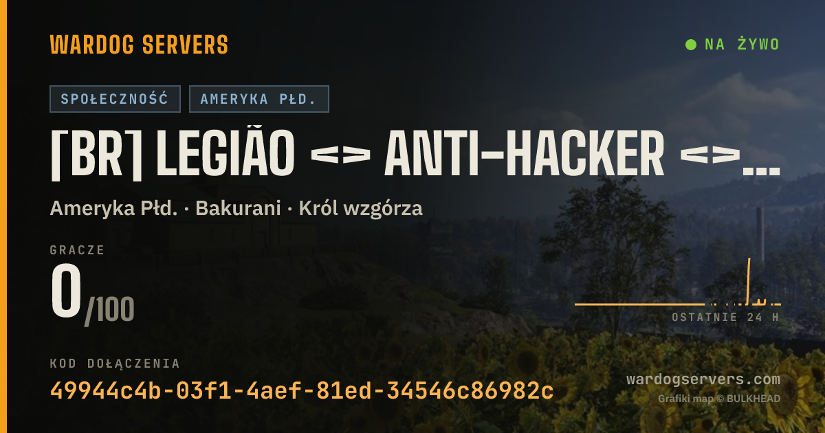 Baner ze statusem na żywo: [LEGIÃO] WARDOGS BRASIL- DISCORD.GG/LEGIAO #Anti-Hacker
