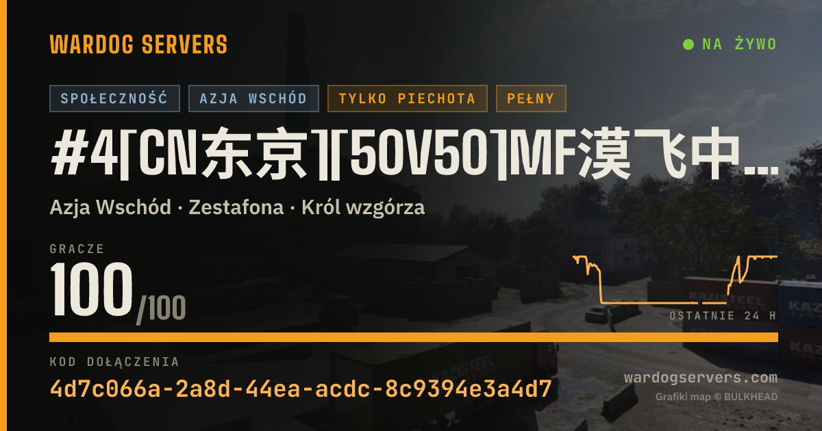Baner ze statusem na żywo: #4[CN东京][50V50]MF漠飞中文社区|QQ群478839731|步战模式|禁压家/固定武器/禁狙/发射器