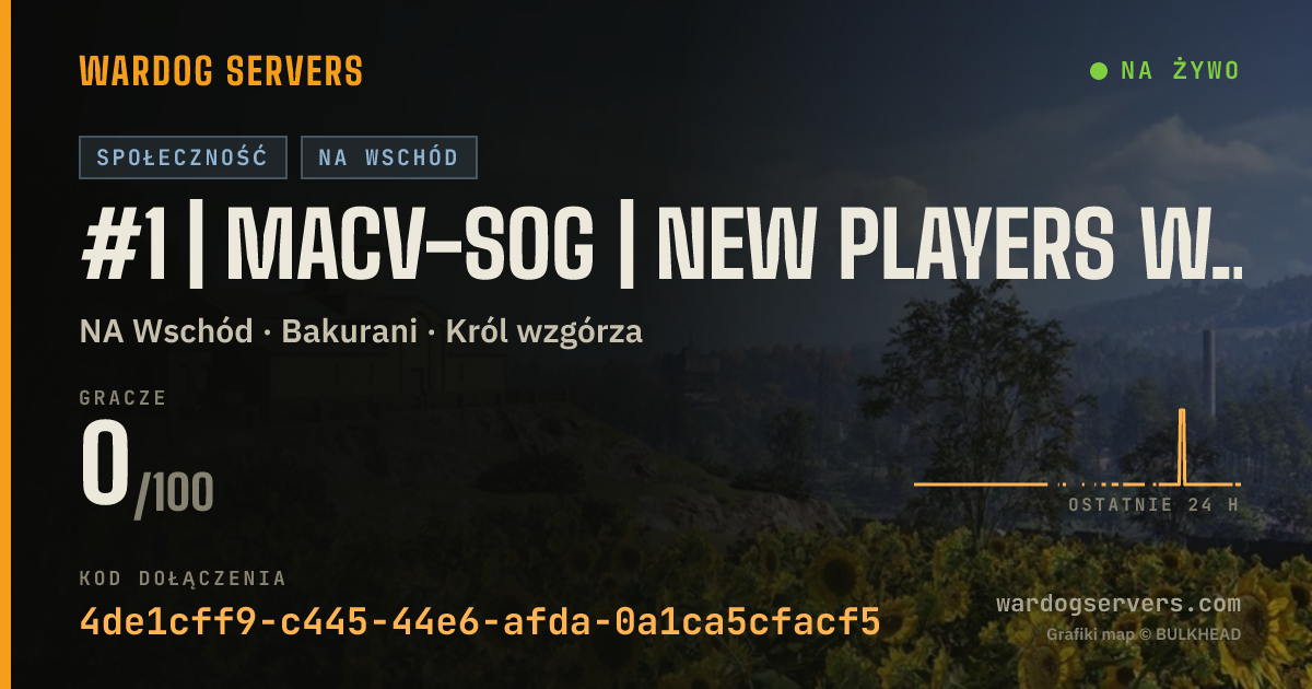 Baner ze statusem na żywo: #1 | MACV-SOG | New Players Welcome | discord.gg/macvsog