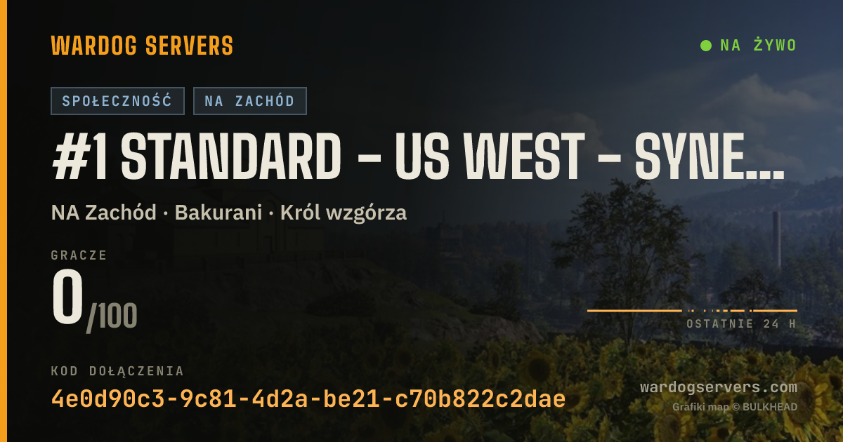 Baner ze statusem na żywo: #1 Standard - US West - Synergy | discord.synergyorigin.com