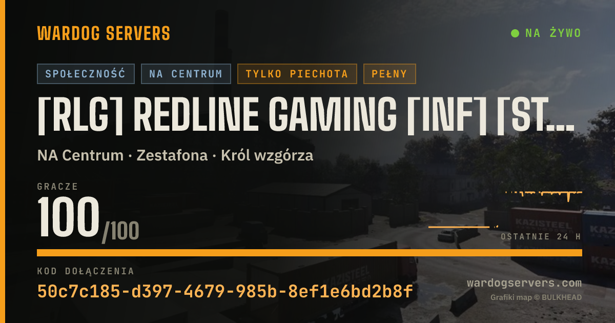 Baner ze statusem na żywo: [RLG] Redline Gaming [INF] [STATS] - discord.gg/redlinegaming