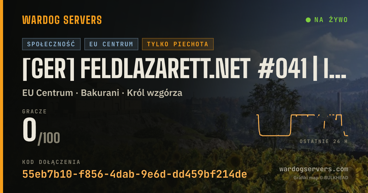 Baner ze statusem na żywo: [GER] Feldlazarett.net #041 | Infantry Only | KD-Limit | 0-0-0